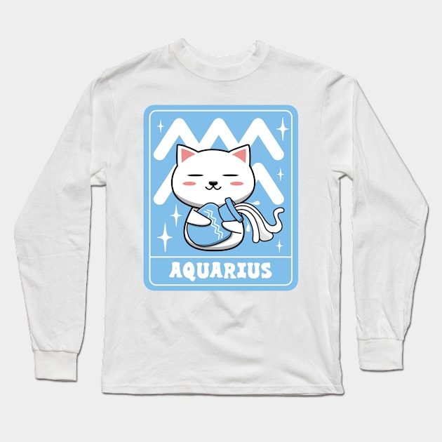 Cute Aquarius Cat Long Sleeve T-Shirt by Luna Illustration